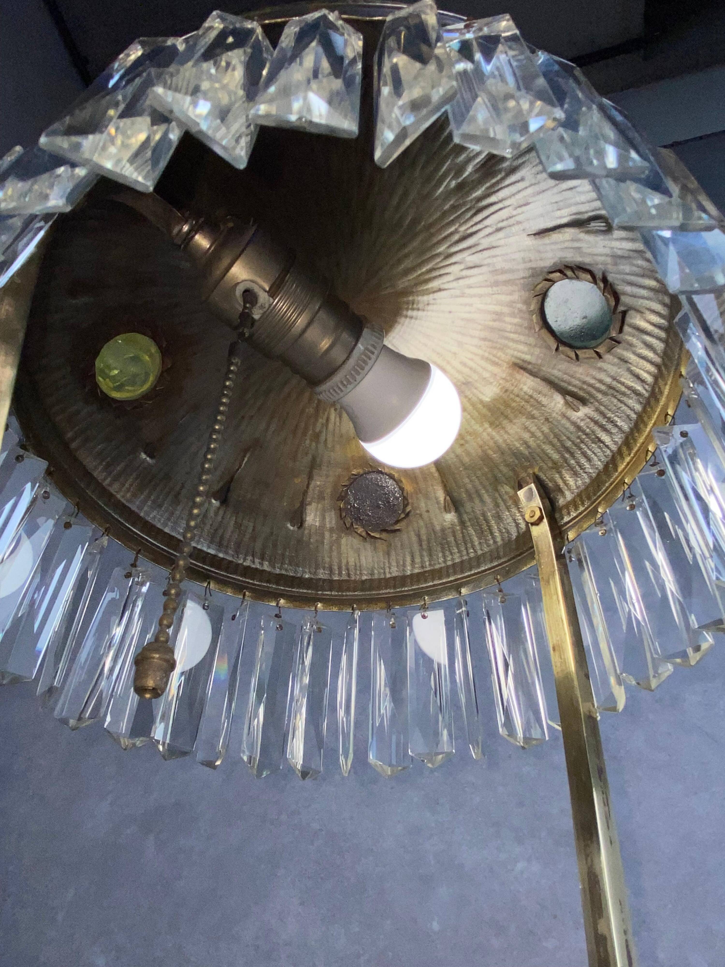 Large Jugendstil desk lamp with crystals