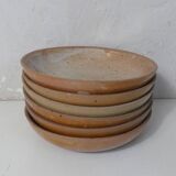 6 assiettes creuses en grès Vintage