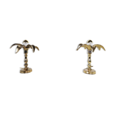 Pair of brass flower table lamps, 1970s