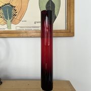 Large contemporary ruby red glass vase