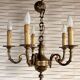 Five-armed golden brass chandelier – neoclassical elegance, Louis XVI spirit.