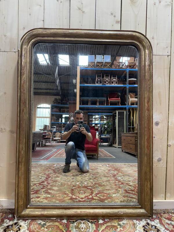 Miroir époque Louis Philippe à la feuille d'or 140x100 cm
