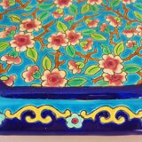 Glazed ceramic trivet, Longwy enamels, art deco