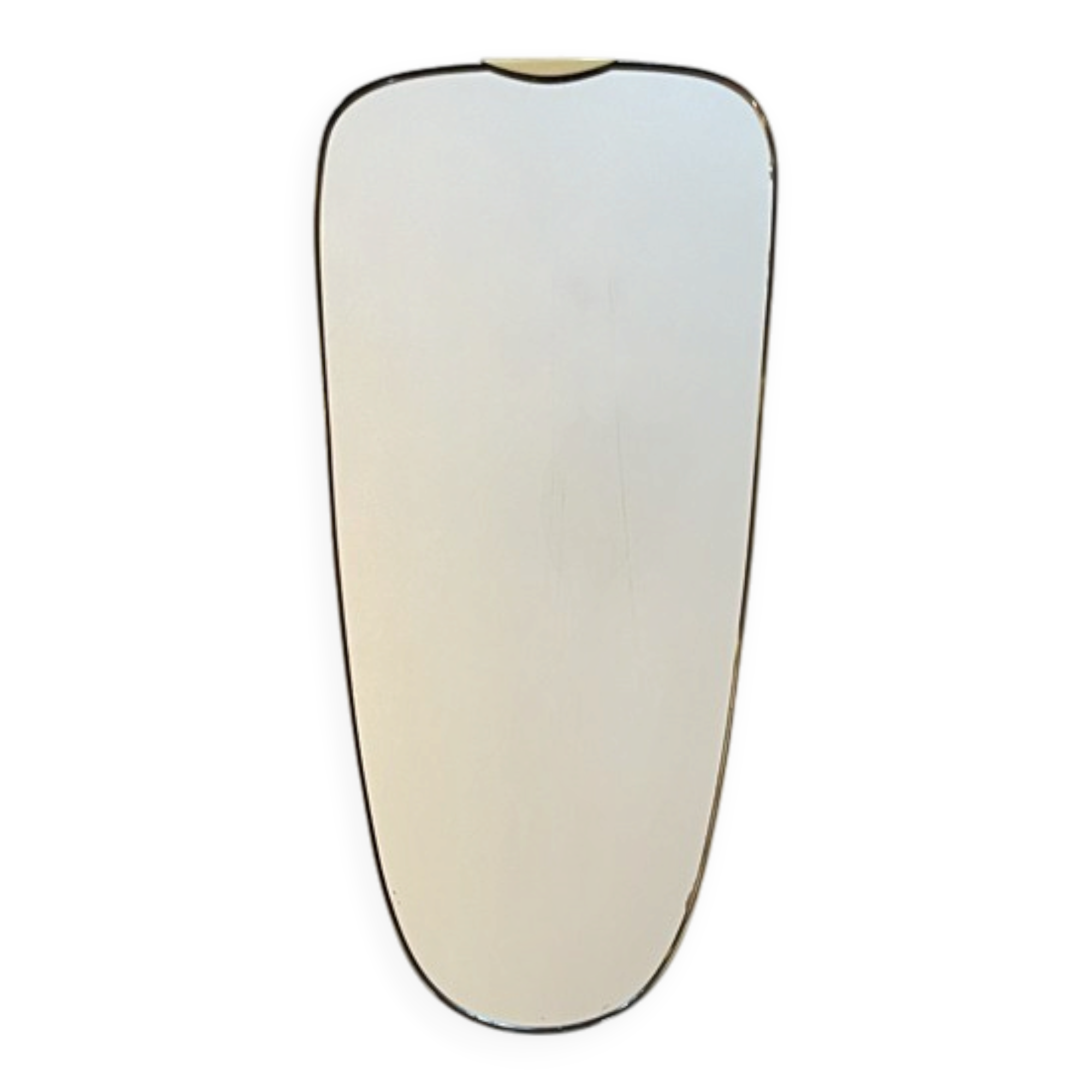 Miroir Art Déco en laiton de forme libre 78 cm