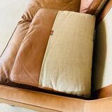 1960s tan leather 3 person sofa by OPE-möbler Sweden