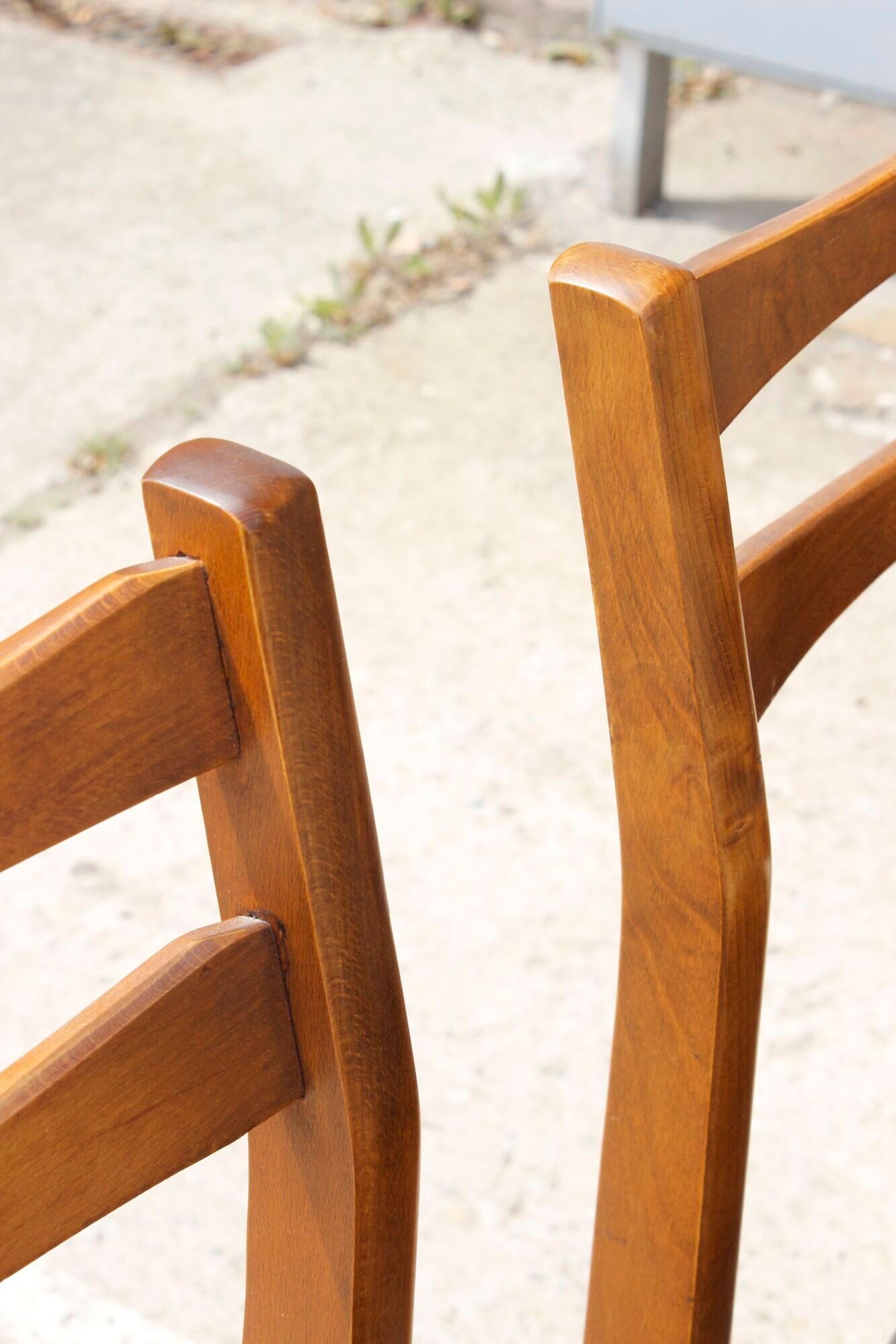 Set of 6 Scandinavian chairs in beech and black skaï, 1960s