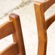 Set of 6 Scandinavian chairs in beech and black skaï, 1960s