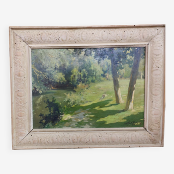 Painting on framed panel signed Albert Regagnon