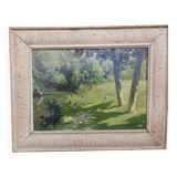 Painting on framed panel signed Albert Regagnon