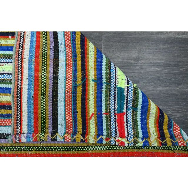 1970s Vintage Turkish Oushak Handmade Wool Cotton Blue Runner Rug 163x306
