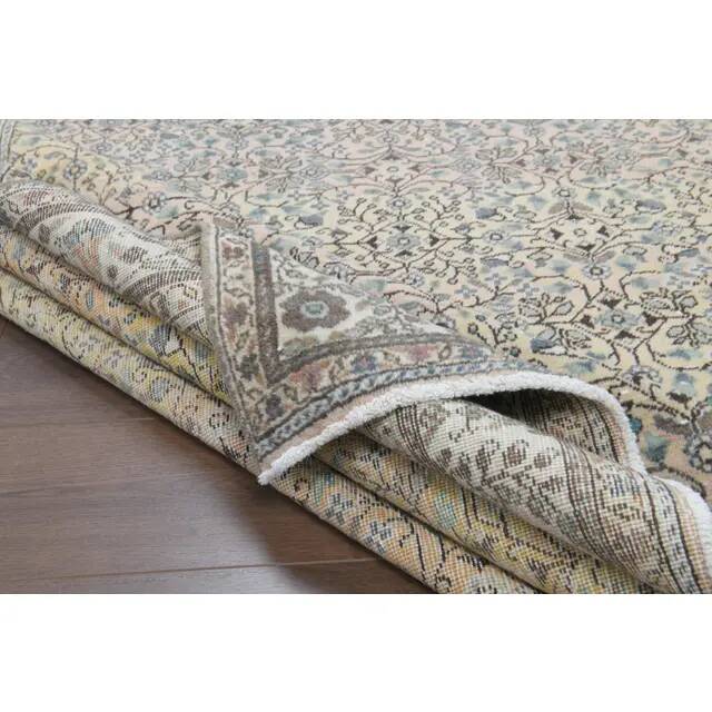 1970s Vintage Turkish Oushak Handmade Wool Cotton Brown Area Rug 193x275