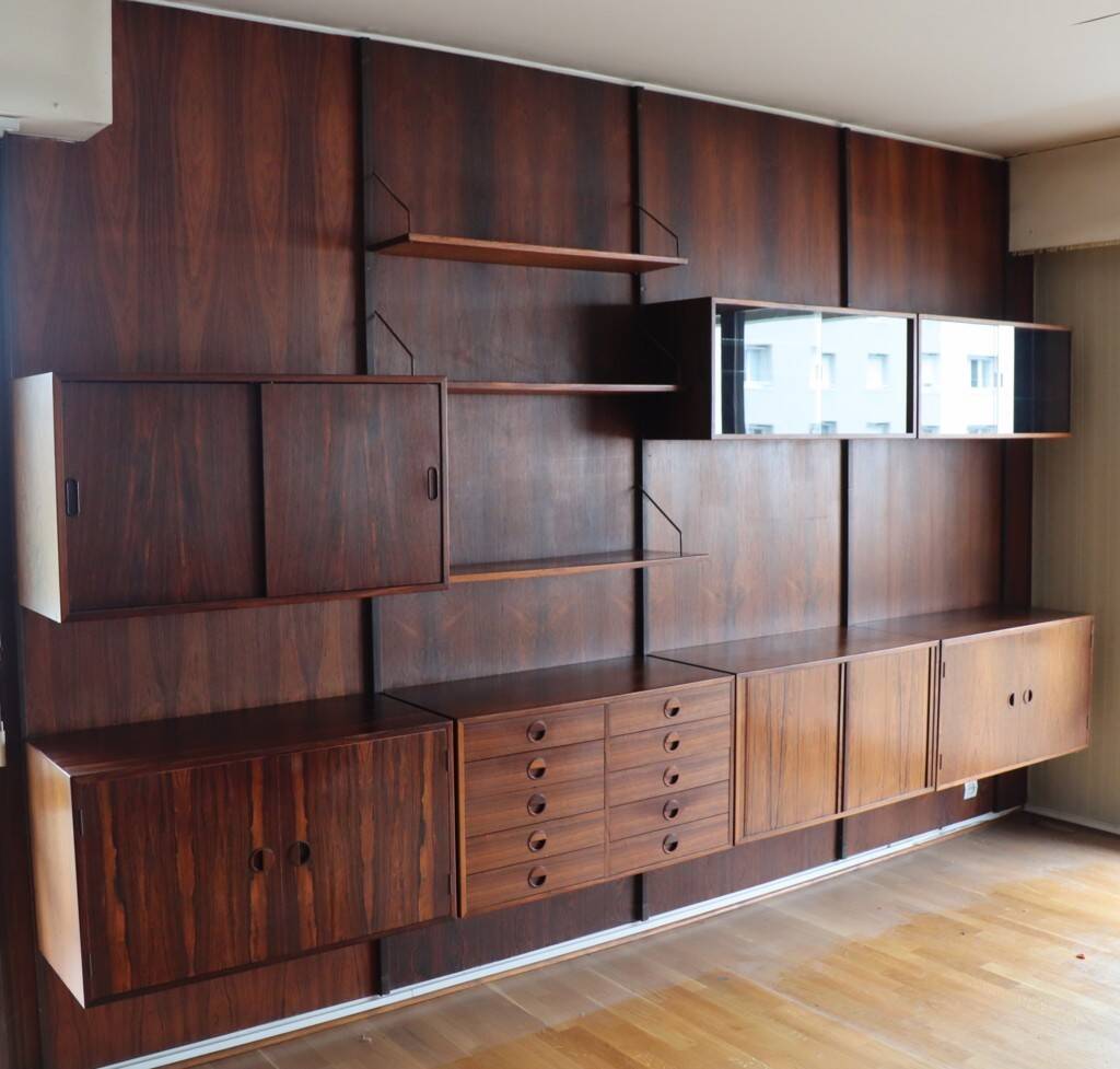 Danish wall bookcase by Thygesen and Sorensen in rosewood, 1960