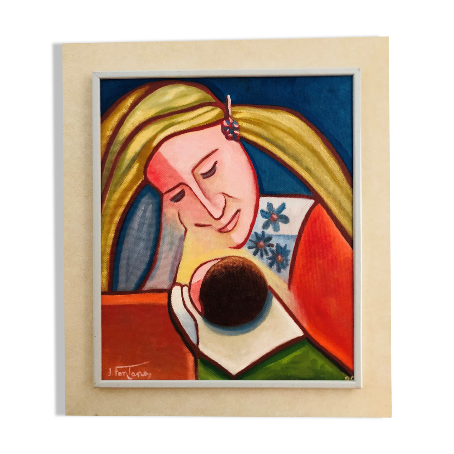 Painting: Oil on panel Maternity by J Fontana