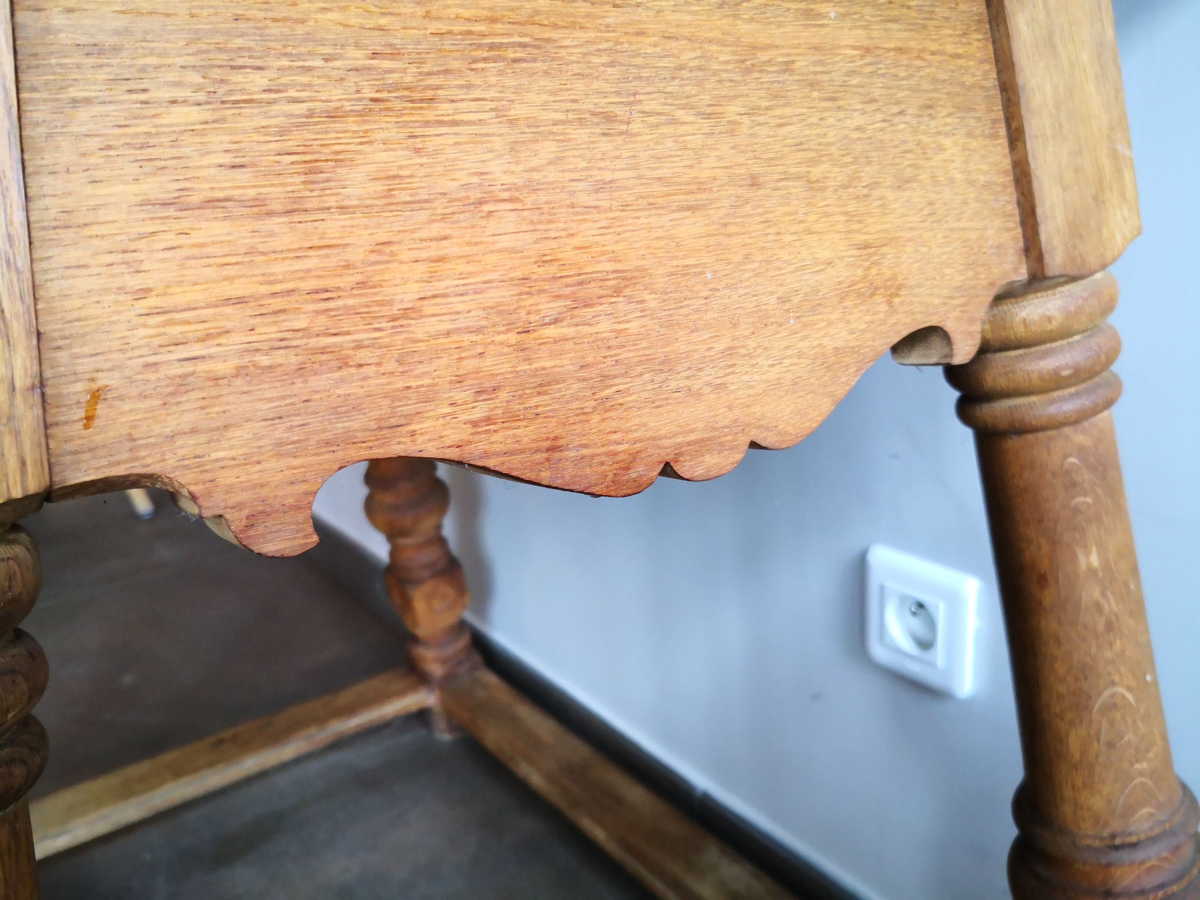 Old country desk feet turned