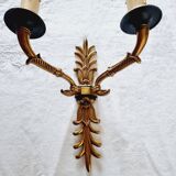 Pair of Empire style wall sconces in gilded bronze and Empire green, mid