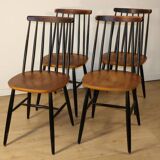 Set of 4 vintage wooden chairs, 1960.
