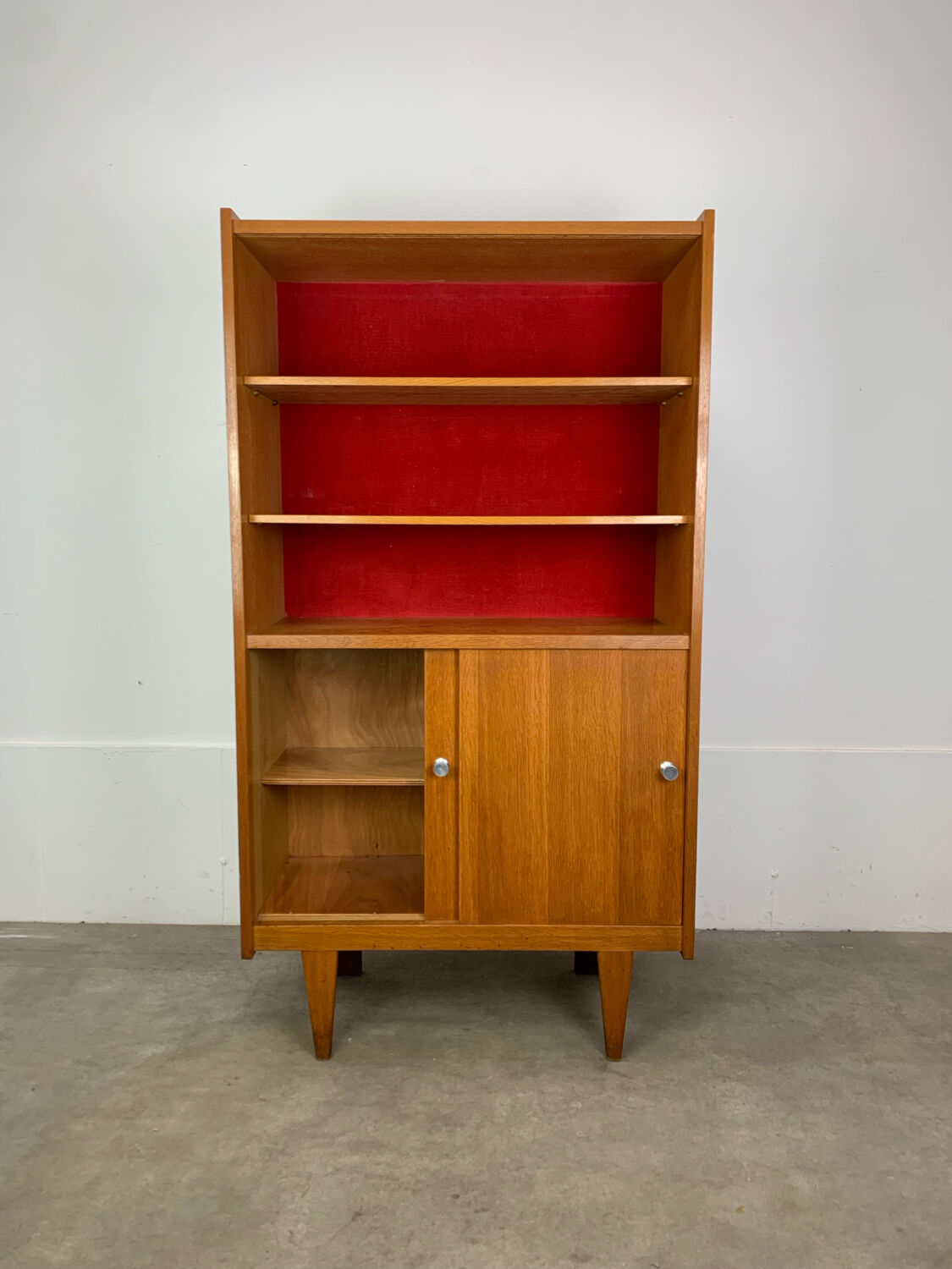 1950s vintage oak bookshelf.