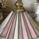 Vintage Tiffany suspension style, two-tone glass shade.