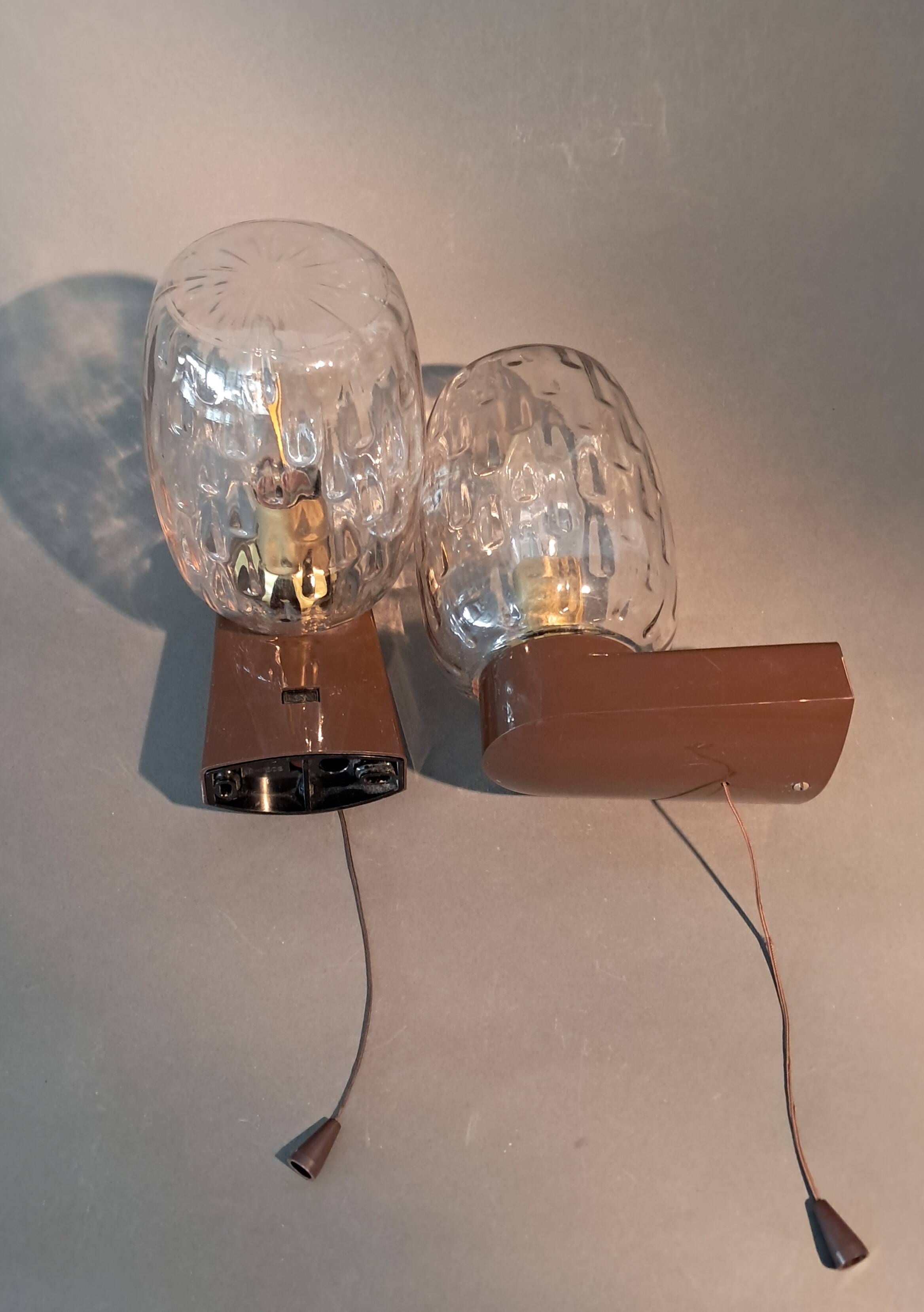Pair of bedside sconces with RZB leuchten cords 1960 made in Germany