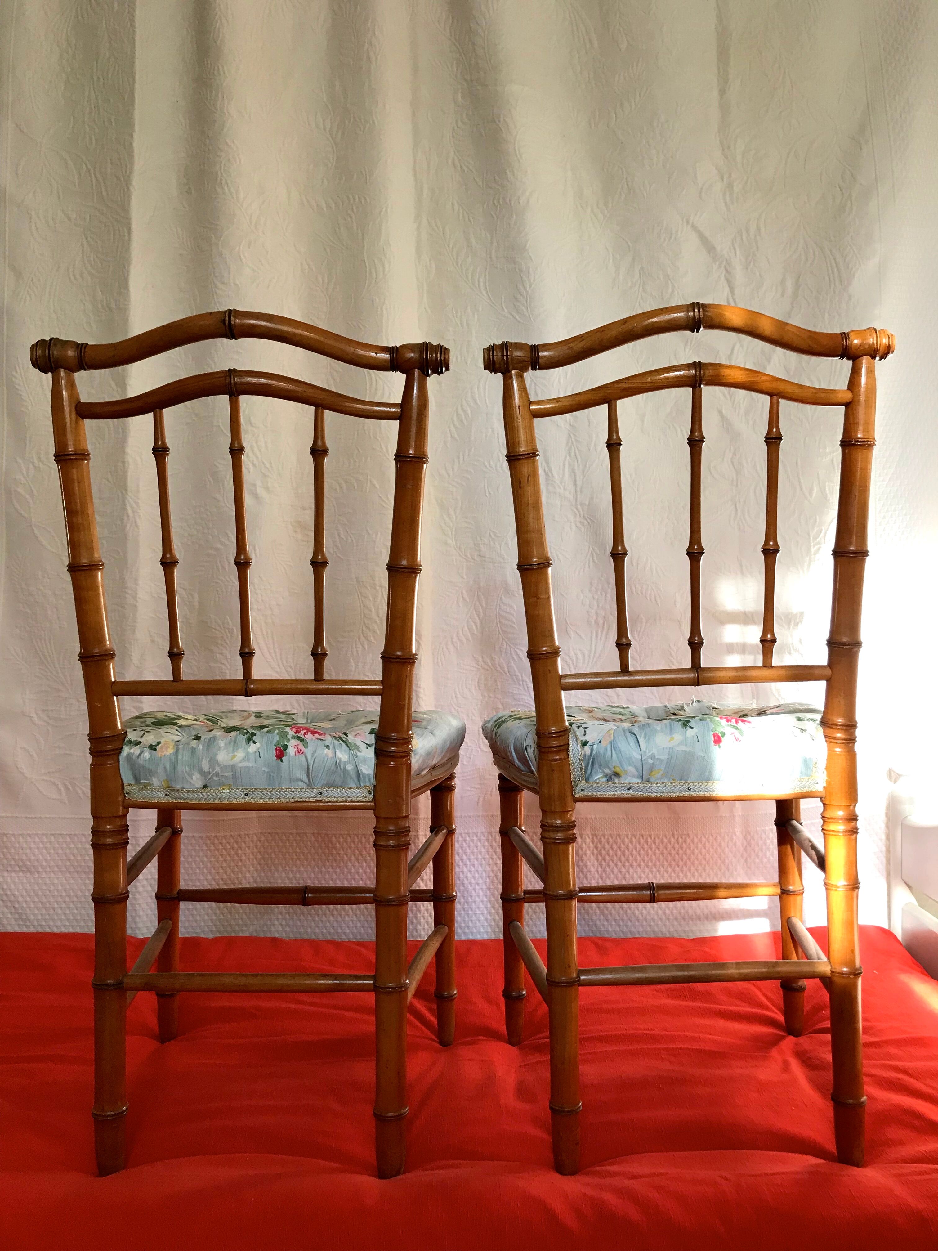 Pair of chairs bamboo collection Napoleon III