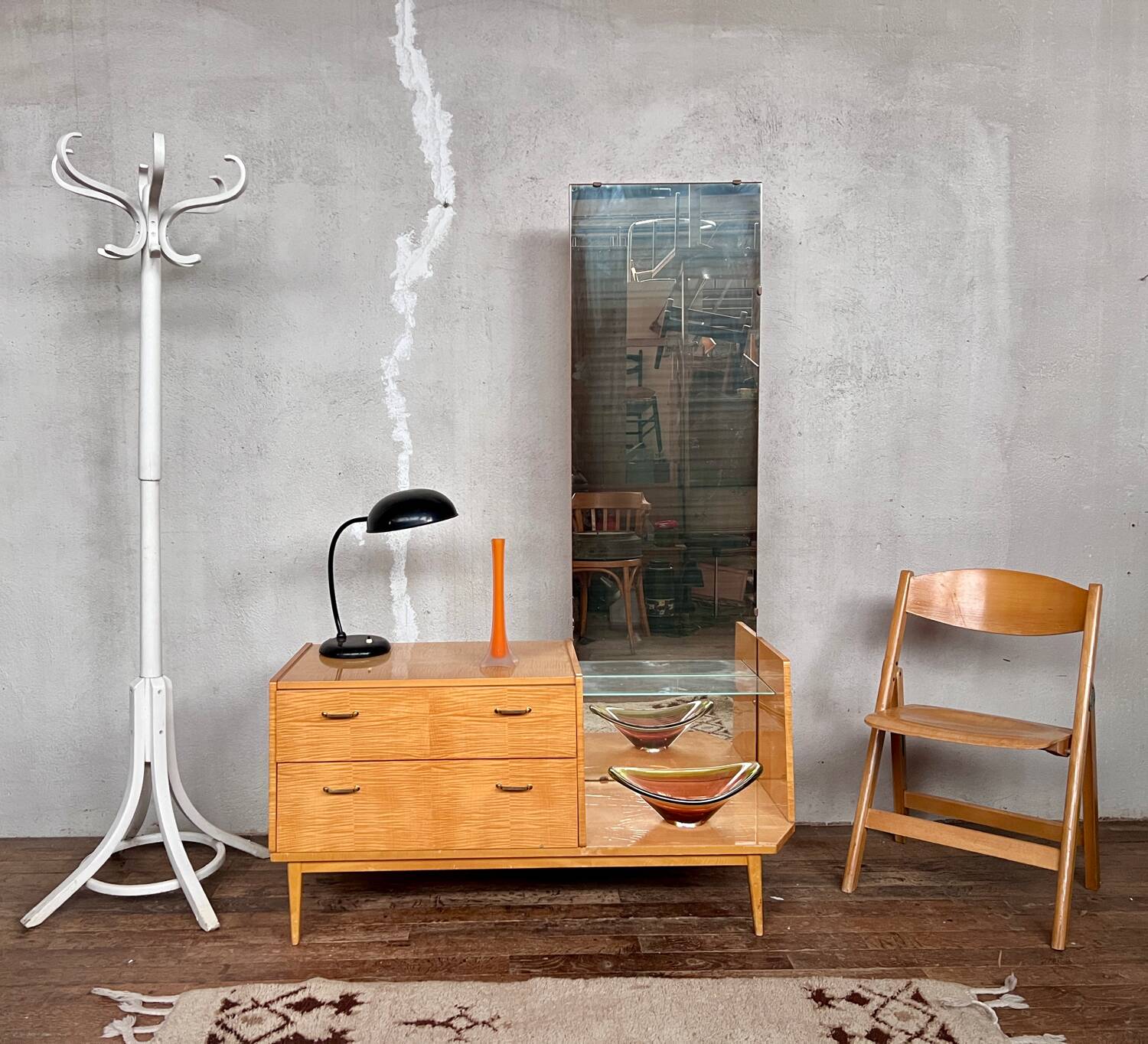 Vintage dressing table, in birch, dressing table / entrance furniture