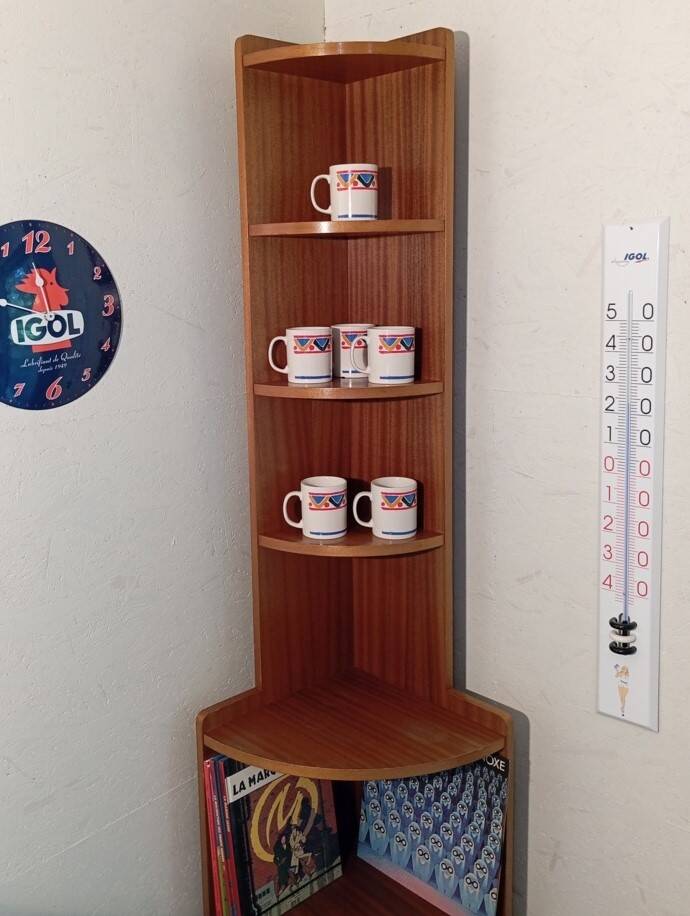 1960s teak corner shelf unit