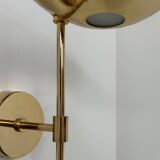 Pair of vintage XL wall sconces, brass and glass, France, 1980.