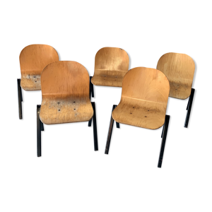 5 chaises design métal - bois
