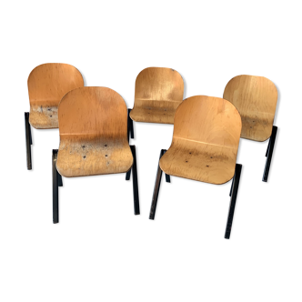 5 chaises design métal bois