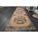 1970s Vintage Turkish Oushak Handmade Wool Cotton Orange Runner Rug 83x358