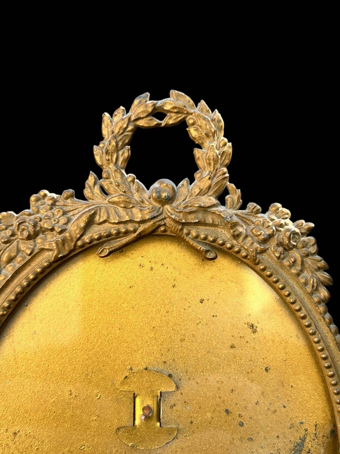 old photo frame, to stand, brass medallion, Louis XVI style, classic chic