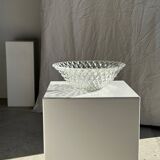 Large classic diamond-tipped glass salad bowl