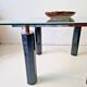 Table à manger en verre trempé vintage des années 1980 style Roche Bobois