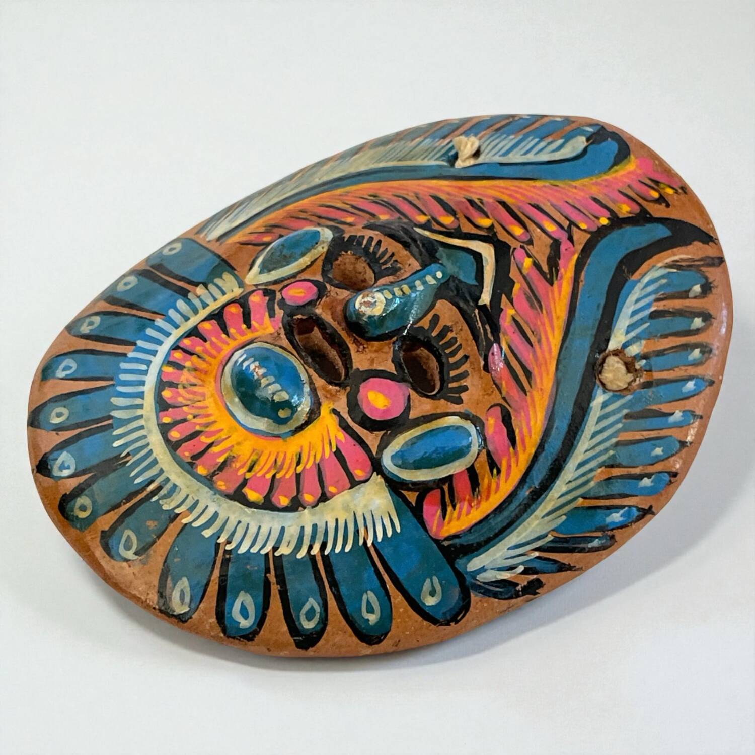 Mexican mask in colored terracotta, 1970s, Mexican