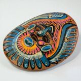 Mexican mask in colored terracotta, 1970s, Mexican