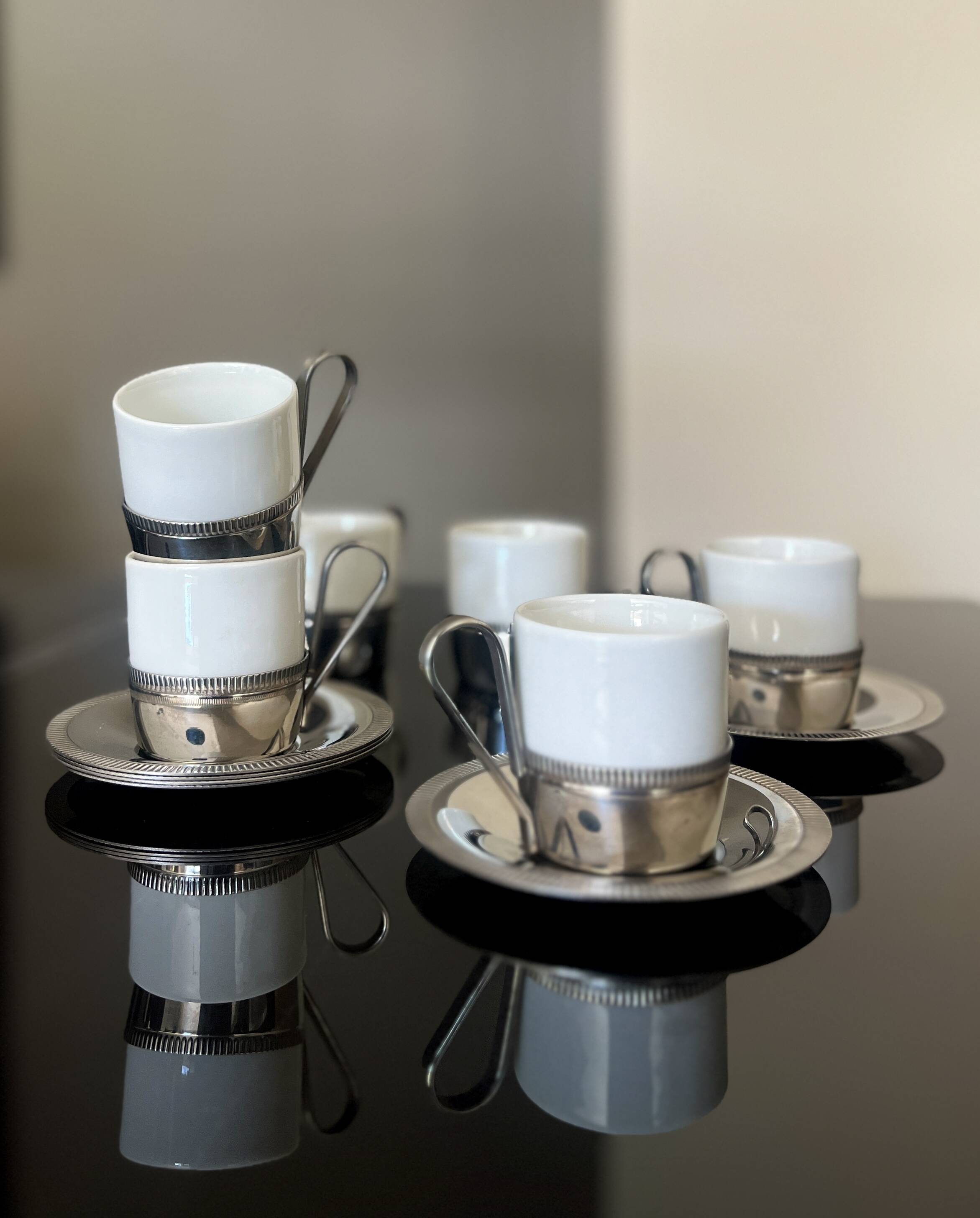 Set of 6 cups with saucers letang remy