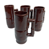4 brown mugs