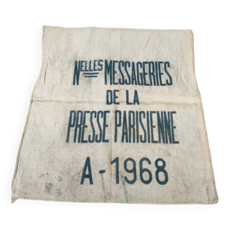 Ancien sac en toile de jute imprimé