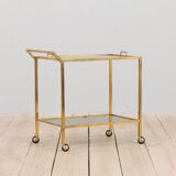 Mid-century italian brass bar cart with portable tray, 1960s
