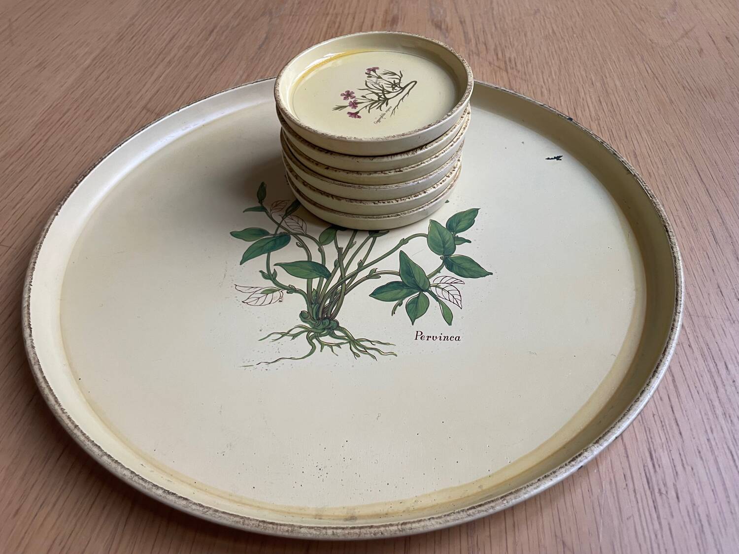 Vintage tray and under glass