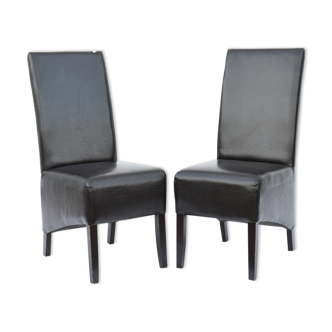 Pair of black leather chairs