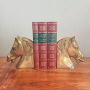 Paire de serre-livres vintage en laiton en forme de cheval