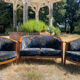 Banquette et fauteuils cabriolets style Art déco