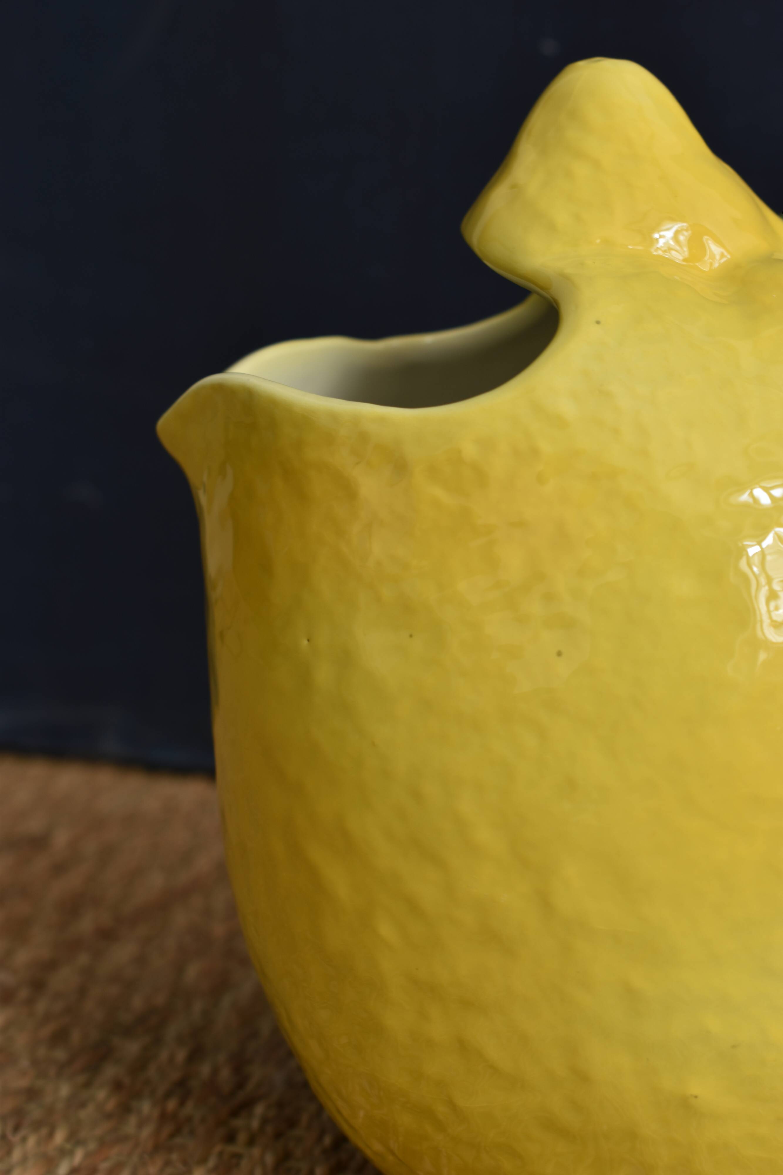 Vintage lemon pitcher barbotine