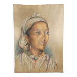 Painting on pencil paper signed Madeleine Chalureau Perrin 1951