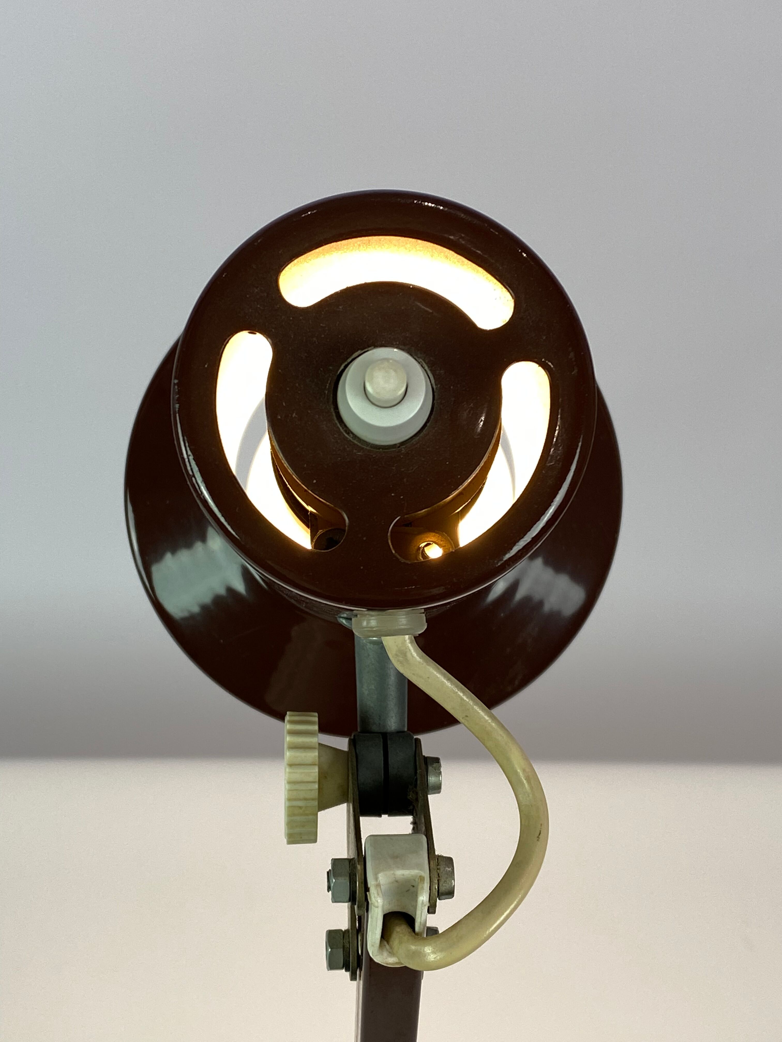 Table lamp in brown lacquered metal, of Danish design from the 1970s