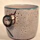 Cache-pot, vase, covered pot, Vallauris motif "Aux Chardons" by E. Danie.