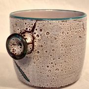 Cache-pot, Vase, Pot couvert, Vallauris motif « Aux Chardons » par E.Danie