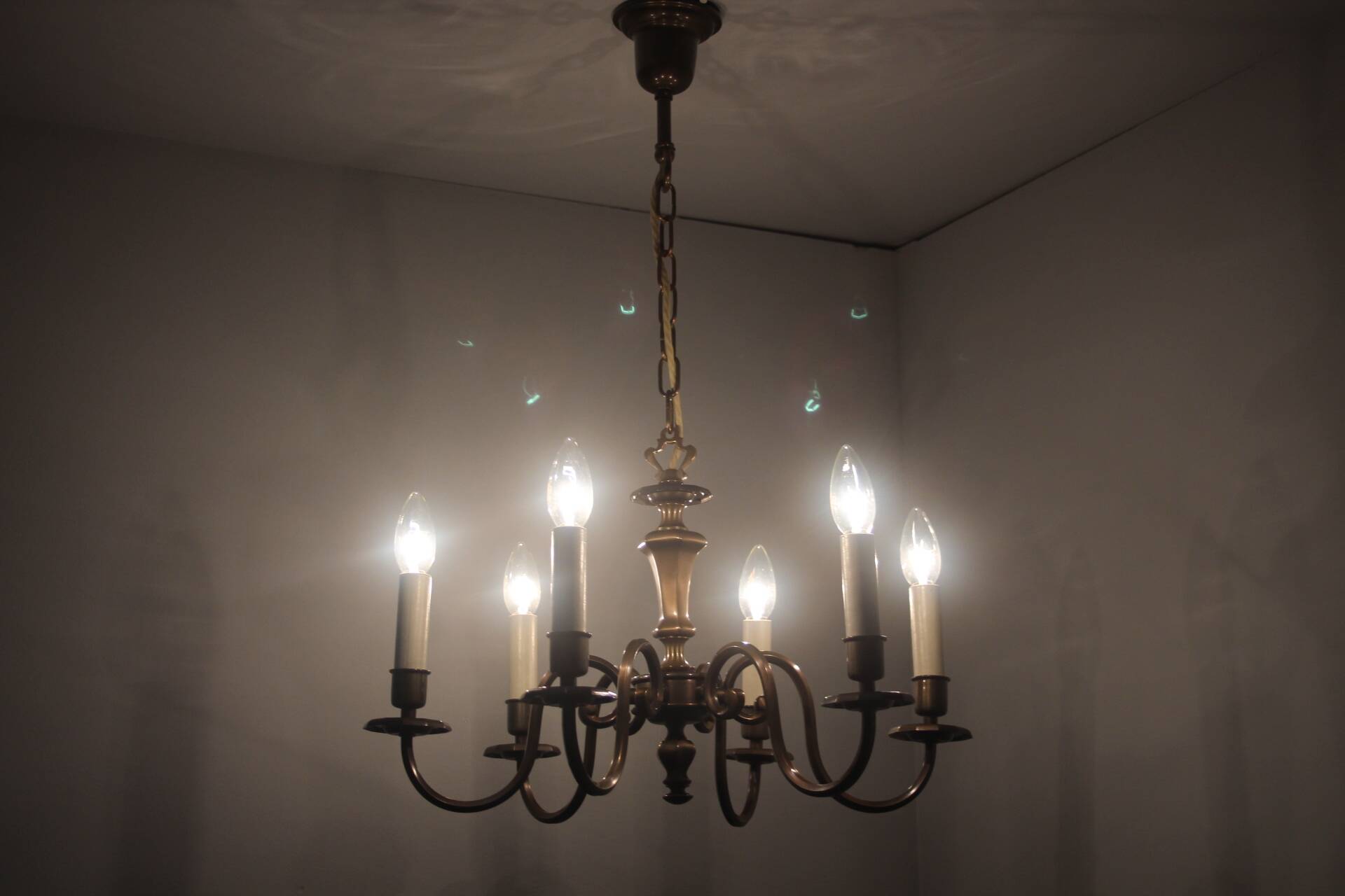 Vintage six-arm chandelier, 1970's.