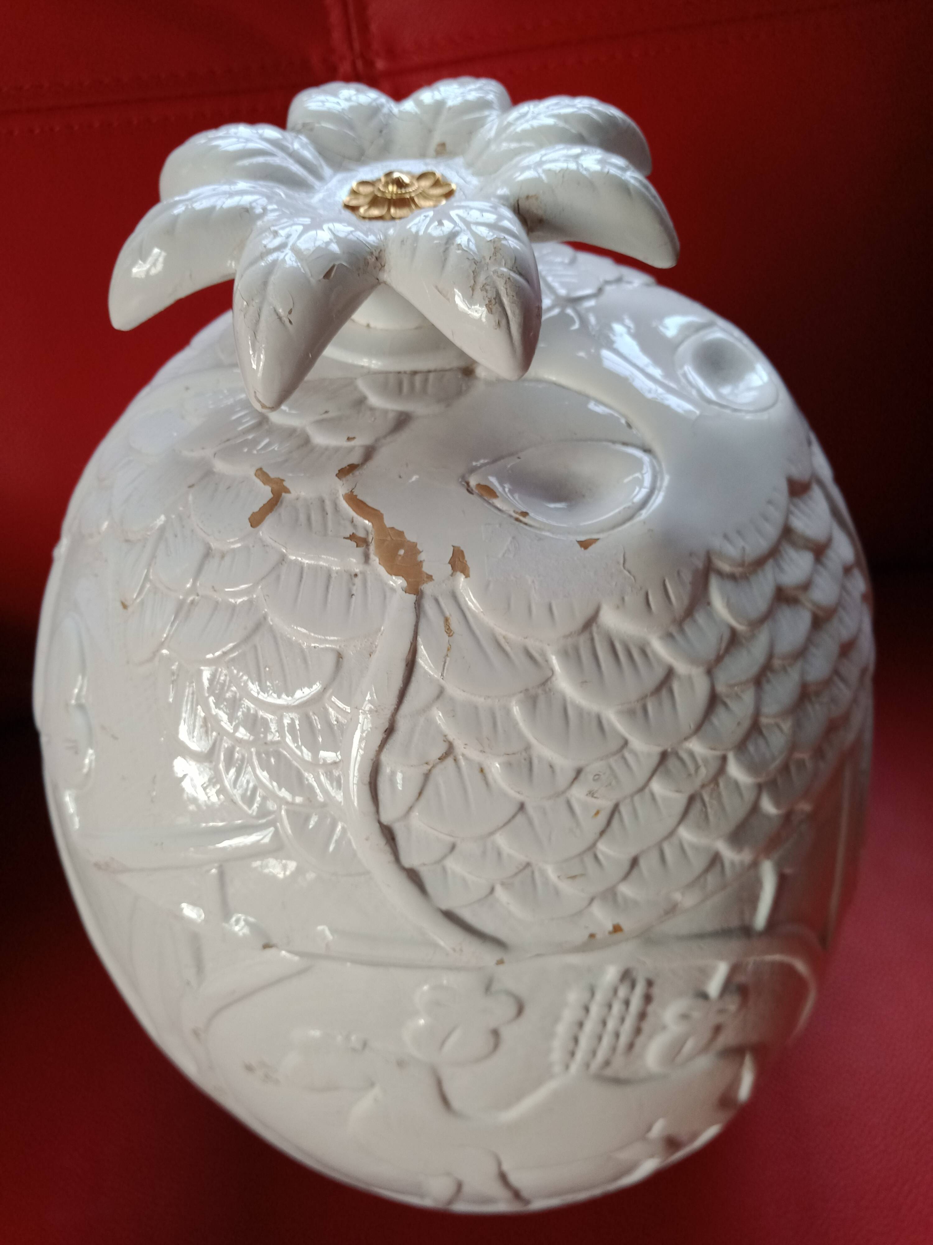 Ice bucket - pineapple - white lacquered cork - animal plant decoration
